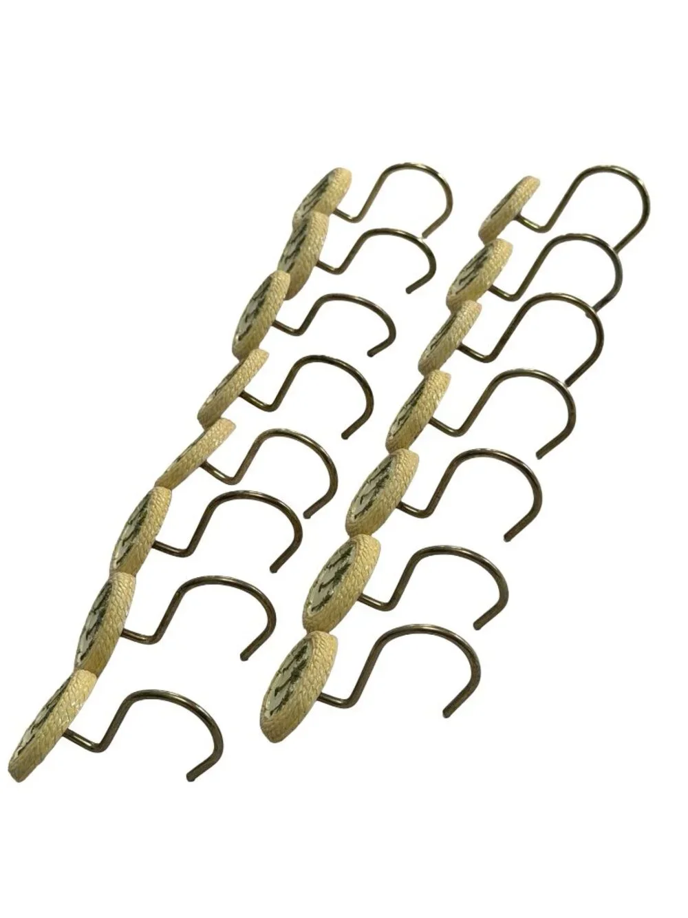 15 Palm Tree Shower Curtain Hooks Resin Gold Tone Tropical Coastal Bathroom